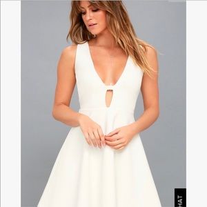 TAKE THE PLUNGE WHITE SKATER DRESS